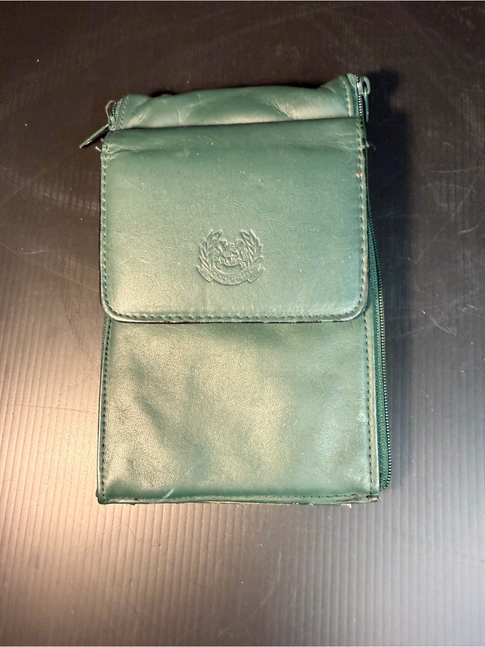 Belle Rose vintage green leather crossbody organizer bag 1985-1995
